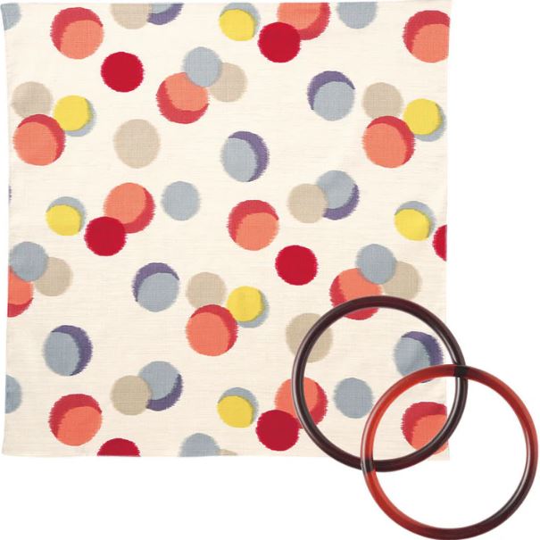 Furoshiki Set mit Taschenringen - Beige Dots